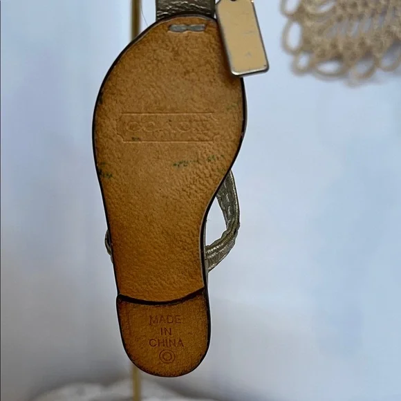 Coach Gold Sandal Keychain with Pink Flower - Picture 4 of 10